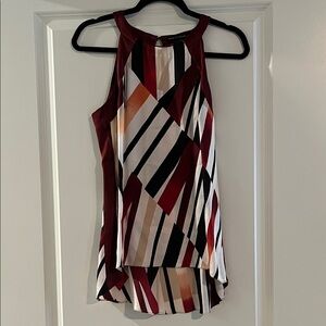 White House Black Market Silk Top with Red and Black Stripes
